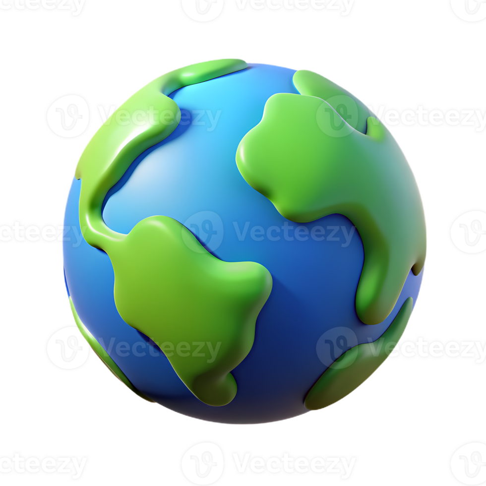 A 3d rendering of a green and blue earth png
