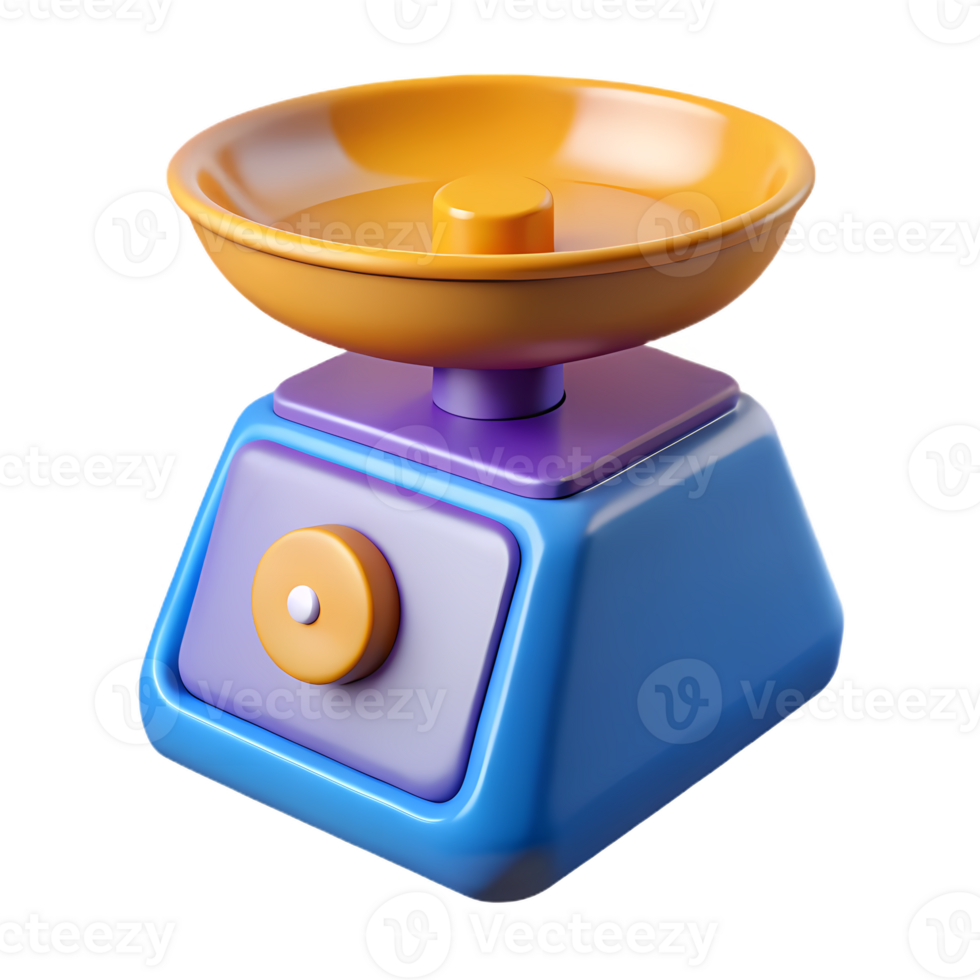 A small toy scale with a yellow and orange bowl png