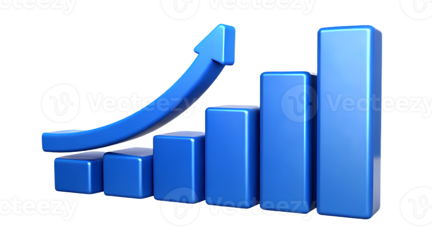 A blue bar chart with an upward arrow png