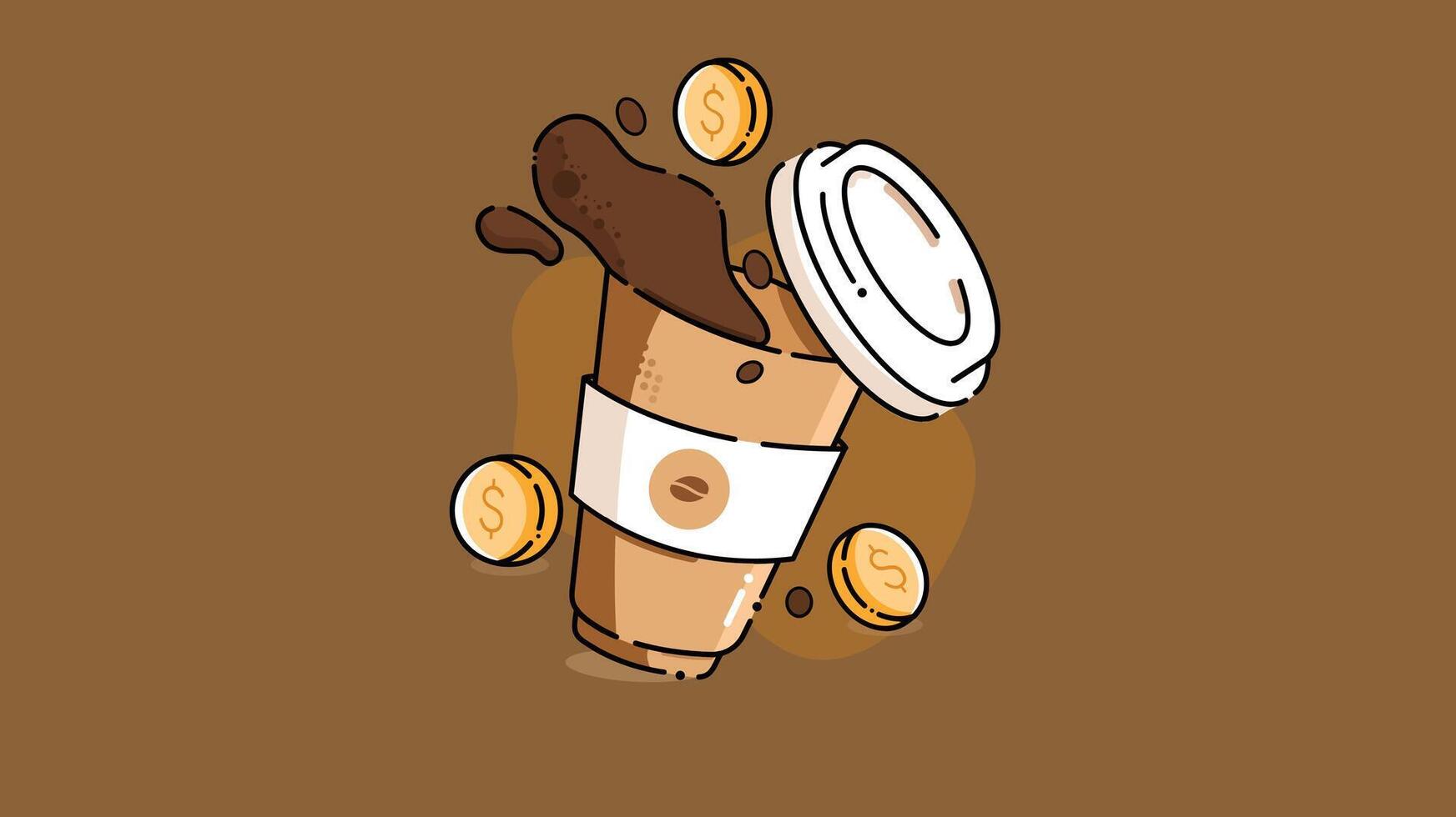 A simple paper coffee cup with a lid, ideal for on-the-go beverages. The cup features a classic design with a smooth surface, showcasing the practicality vector