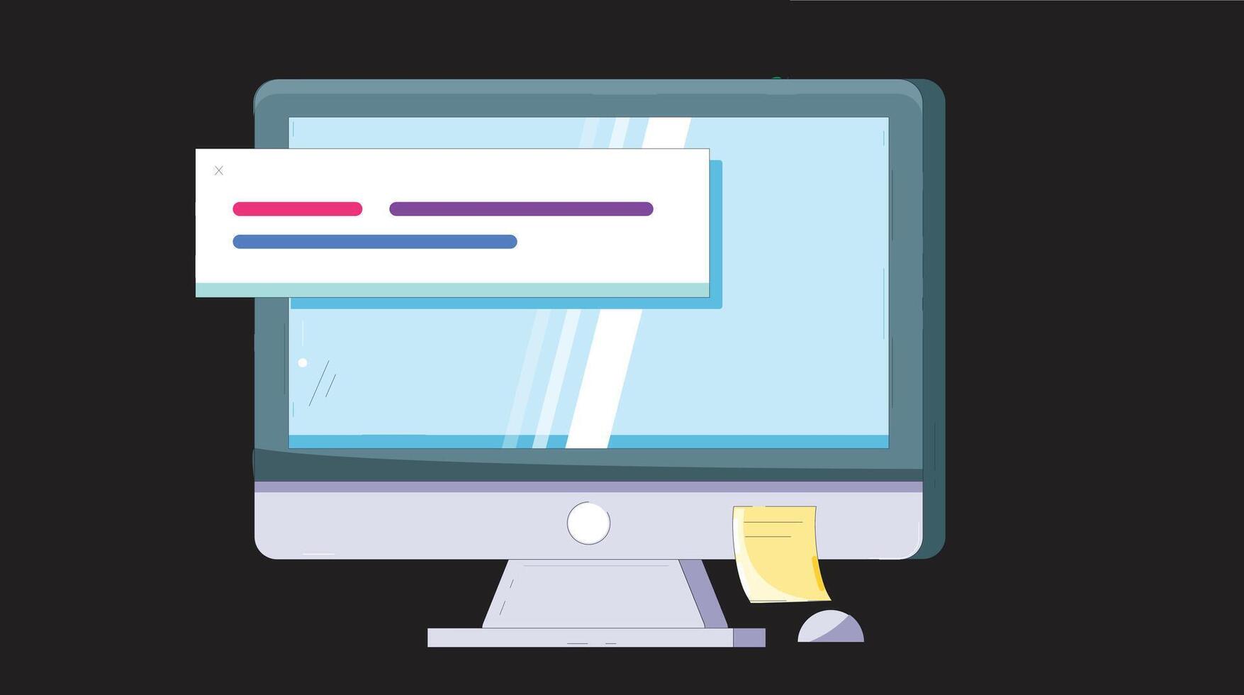 design illustration of open laptop, angled to show keyboard and screen, representing technology, digital workspace, and modern computing on a clean solid background vector