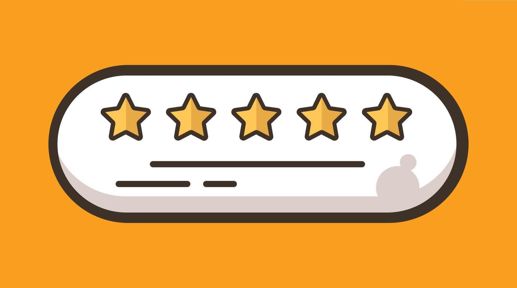 Illustration of a five stars feedback system showing a customer review interface with highlighted stars vector