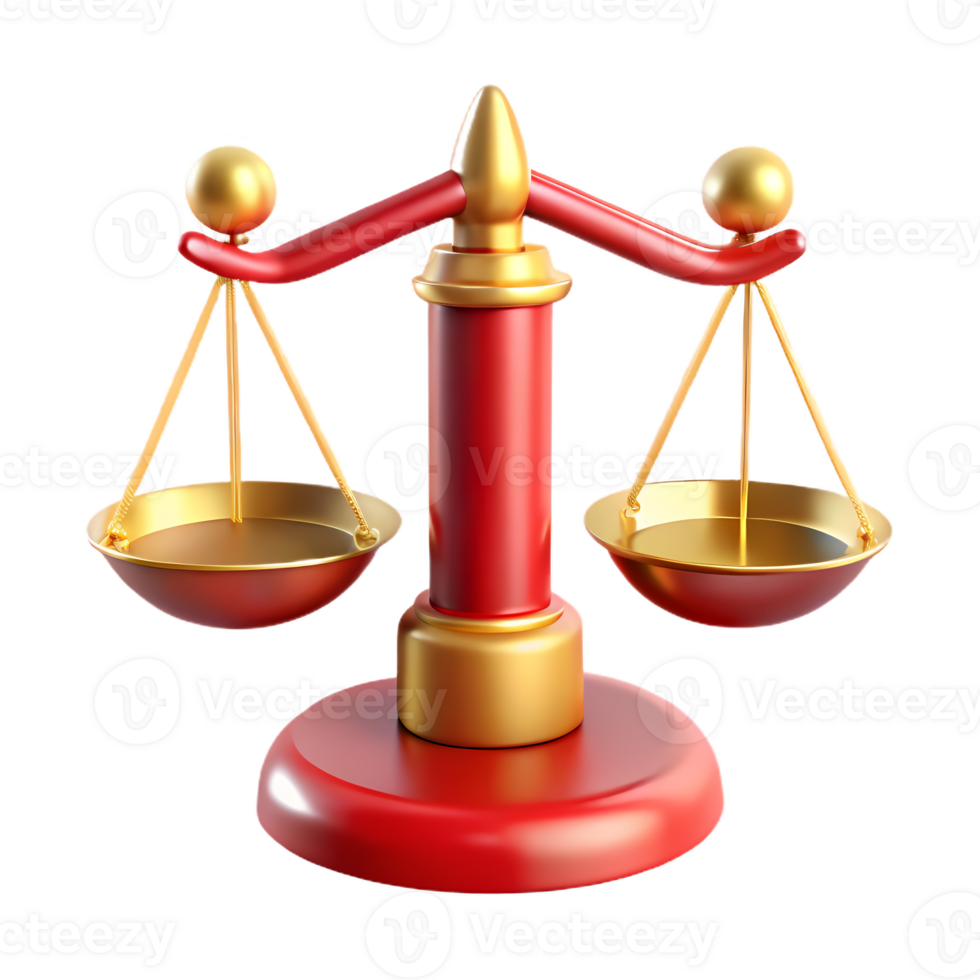 A red and gold scale with two scales on it png