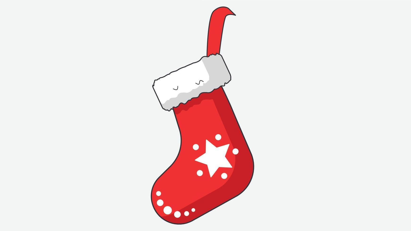 festive scene featuring Christmas socks hanging with a heart-shaped sign vector