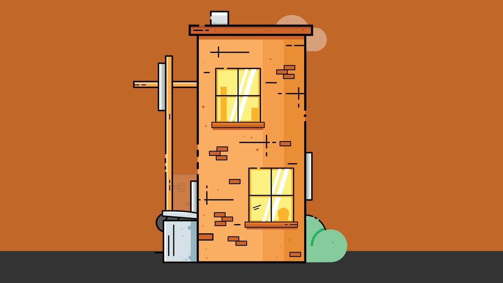 An old cartoon-style building on a street, showcasing vintage architectural details and a playful, whimsical design vector