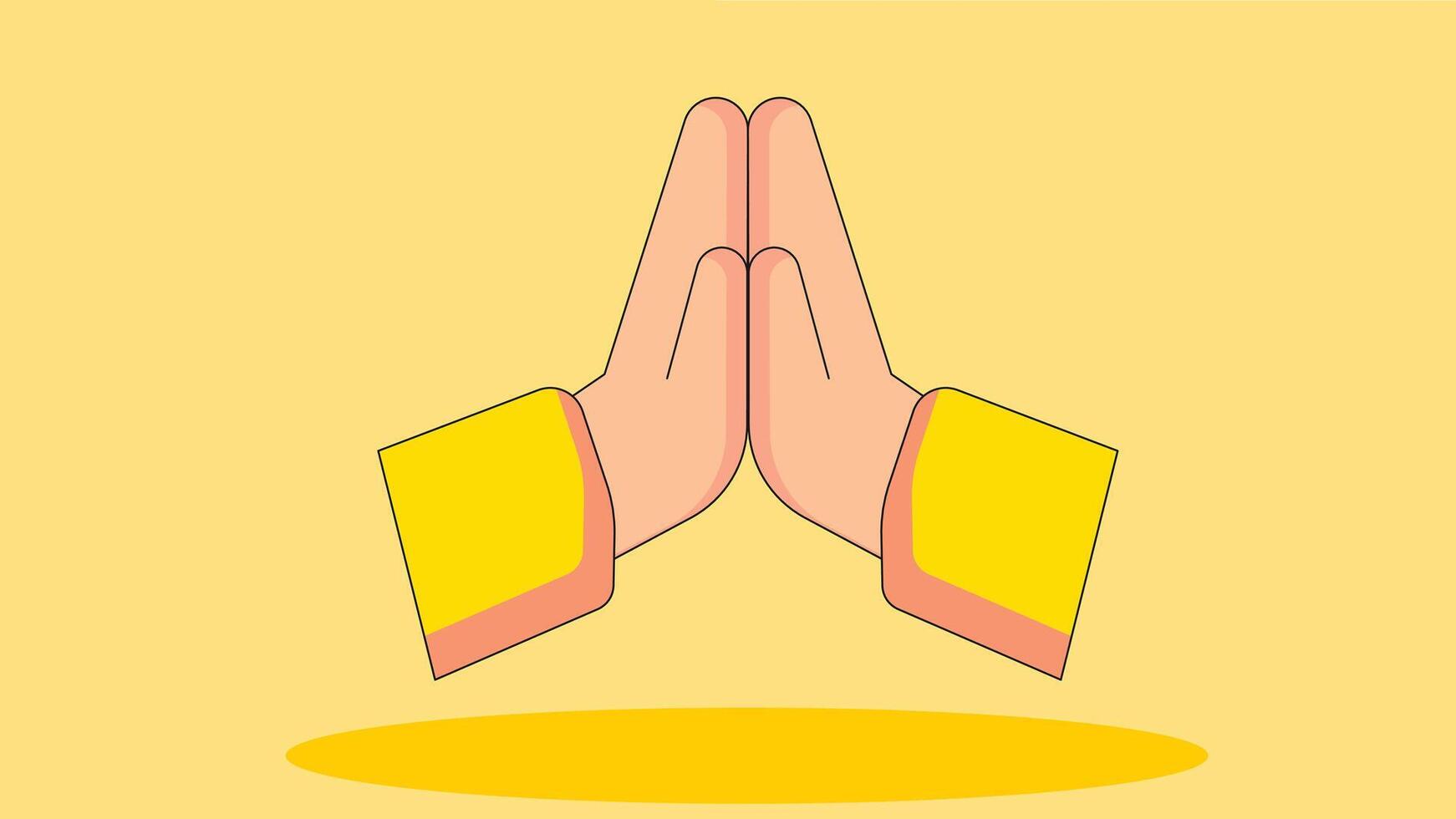 A simple and serene illustration of prayer hands, symbolizing meditation and mindfulness vector