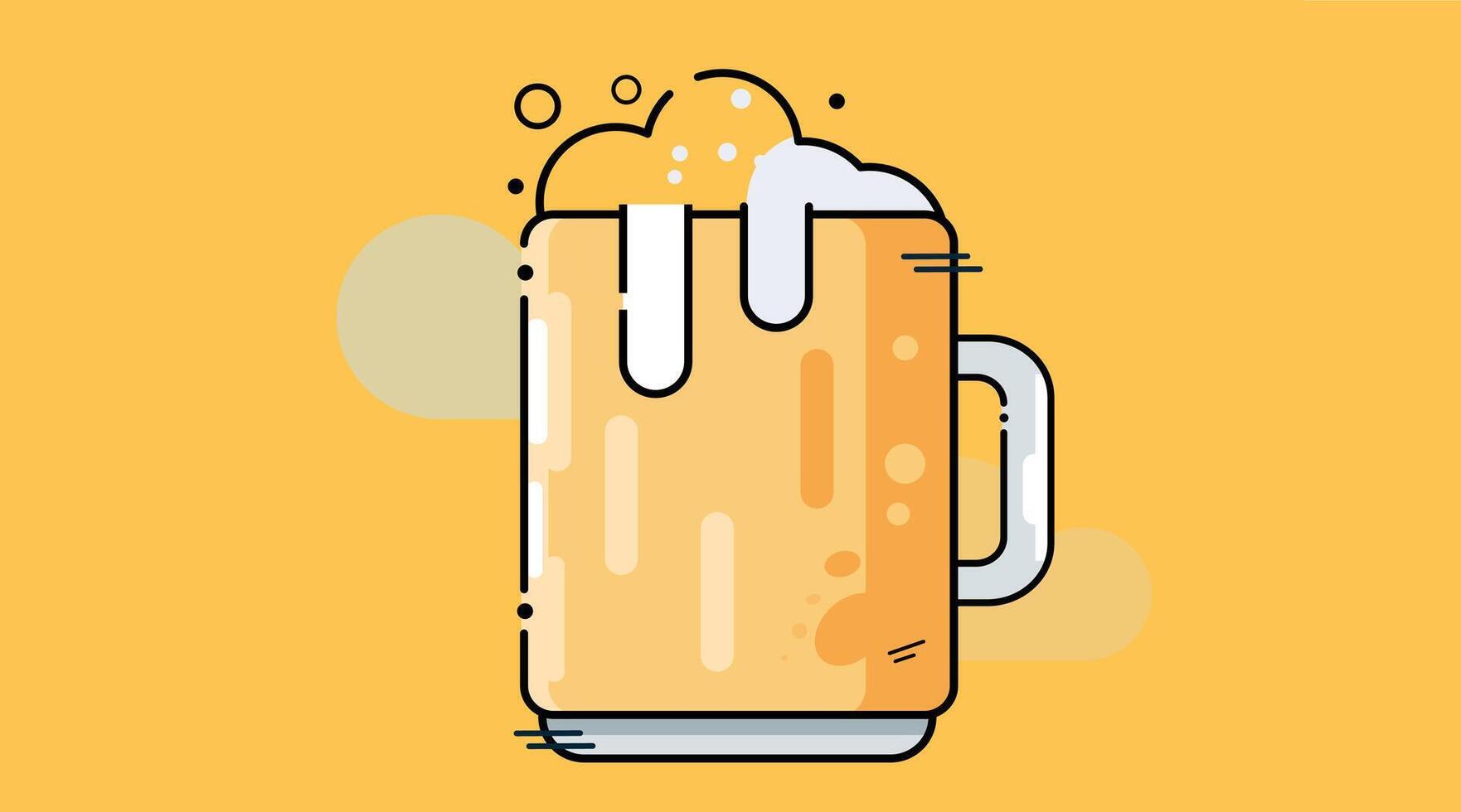 A cup of beer with foam, showcasing the frothy top and golden liquid in a transparent glass vector