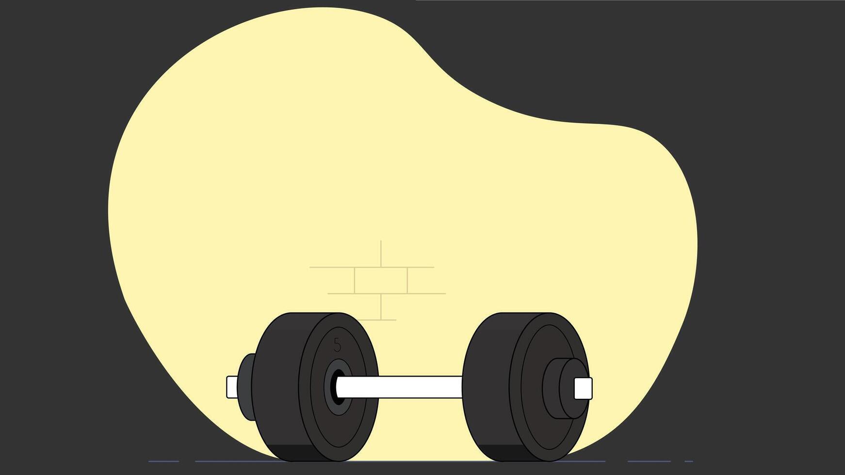 A detailed illustration of a dumbbell isolated, placed in a gym setting vector