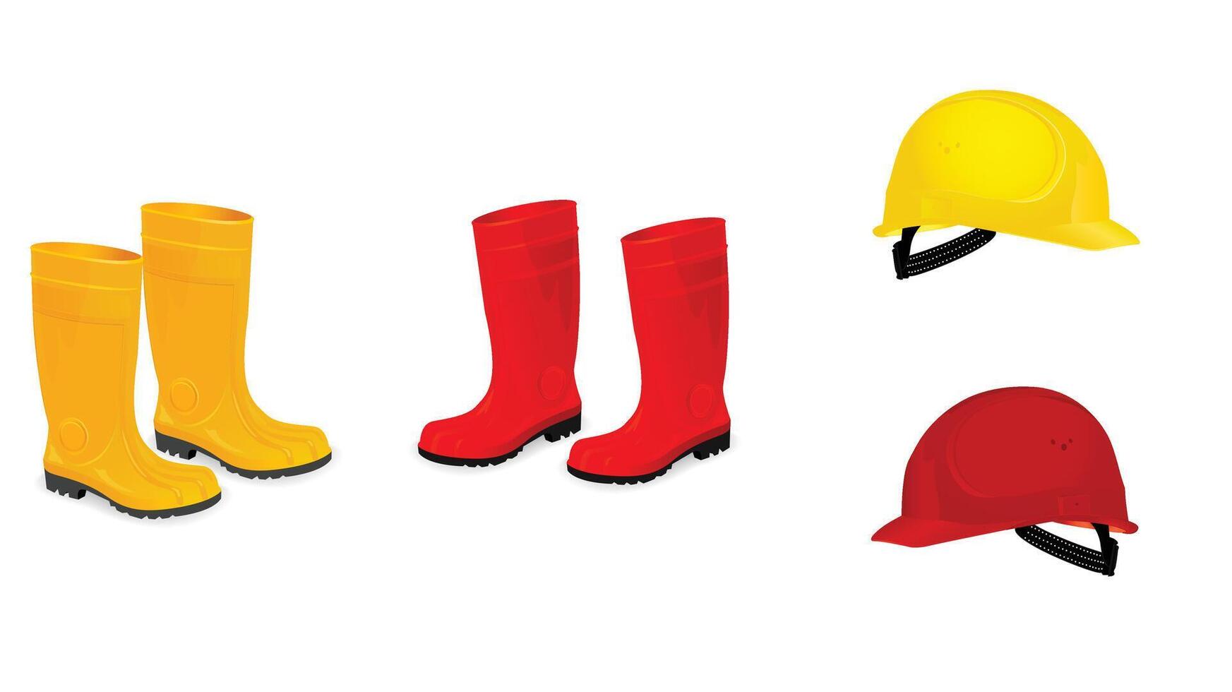 Safety tools for construction and engineering, featuring essential items like helmets, gloves, safety goggles vector