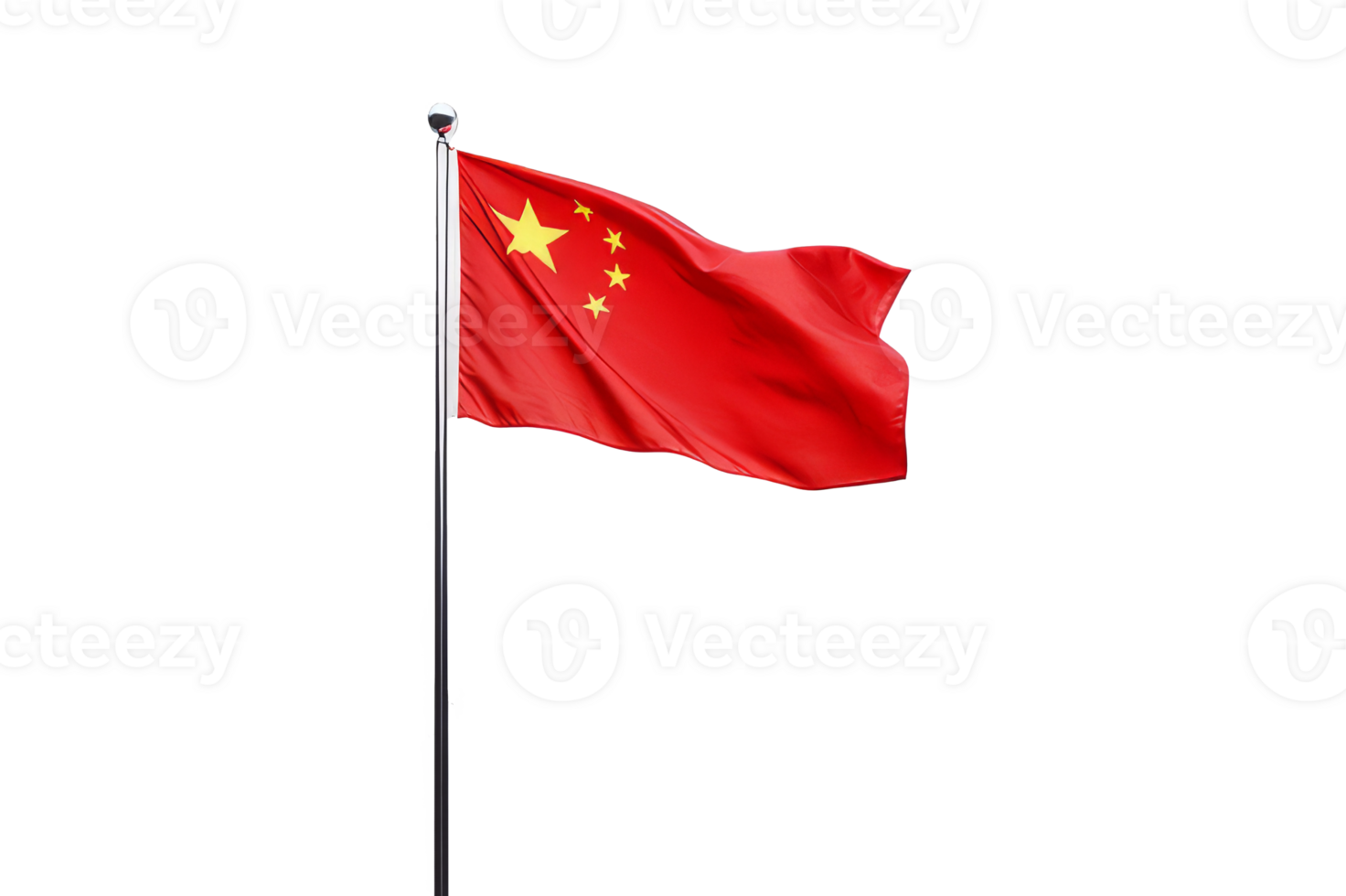 Classic China Flag .Traditional representation of the national flag of the People's Republic of China with red field and five yellow stars, perfect for patriotic themes and national symbols png