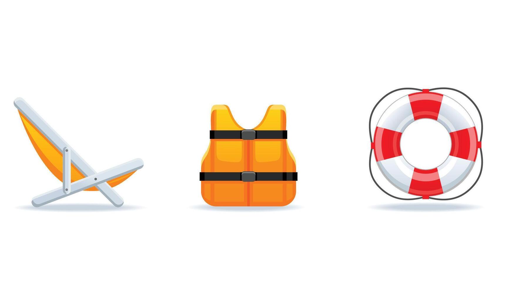 Colorful summer design elements featuring a jelly fish, rafting boat, and ship anchor, combining aquatic and adventure themes ideal for seasonal decorations vector