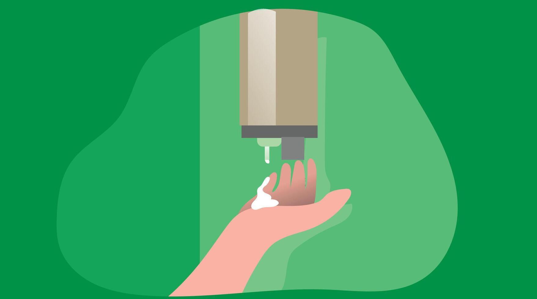 A hand washes their hands with soap and water, ensuring hygiene and cleanliness by scrubbing thoroughly, an essential practice for health and safety vector