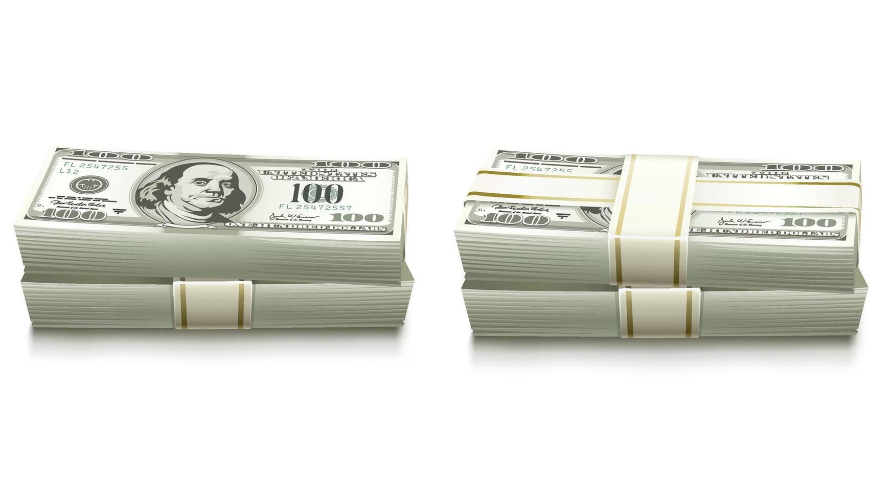 3D design illustration of money packs stacked together, showcasing a neat and organized arrangement of currency bundles 04 vector