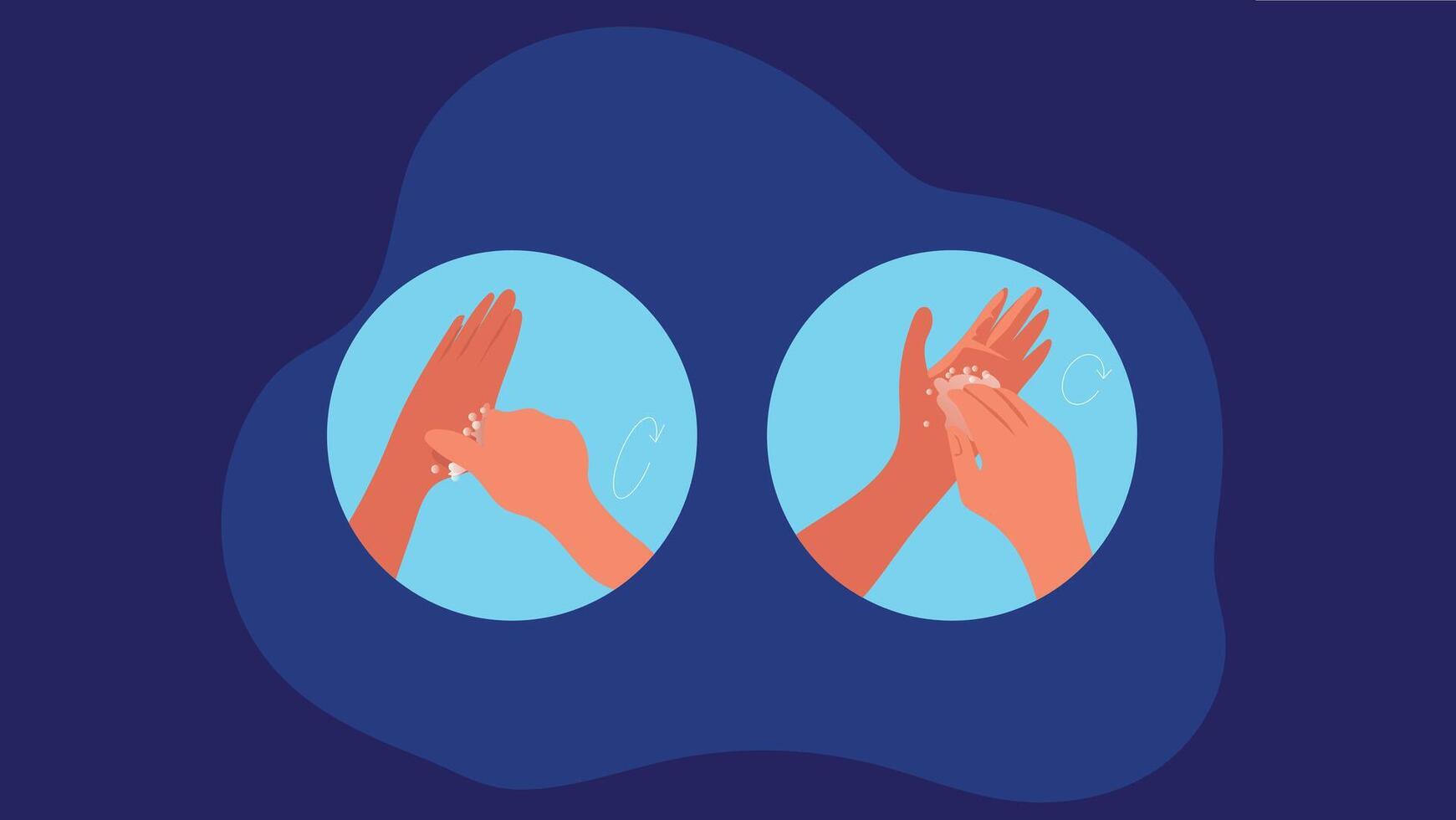 A hand washes with soap and water, ensuring hygiene and cleanliness by scrubbing thoroughly, an essential practice for health and safety vector