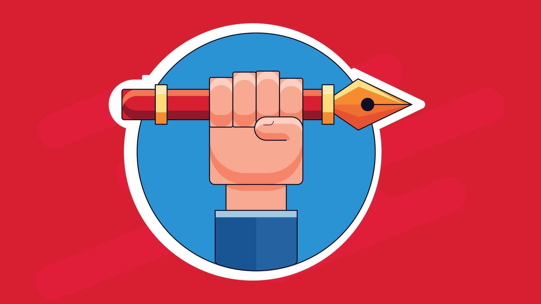 Illustration of a hand holding an ink pen, designed for digital painting, highlighting precision and creativity in digital art and design work vector