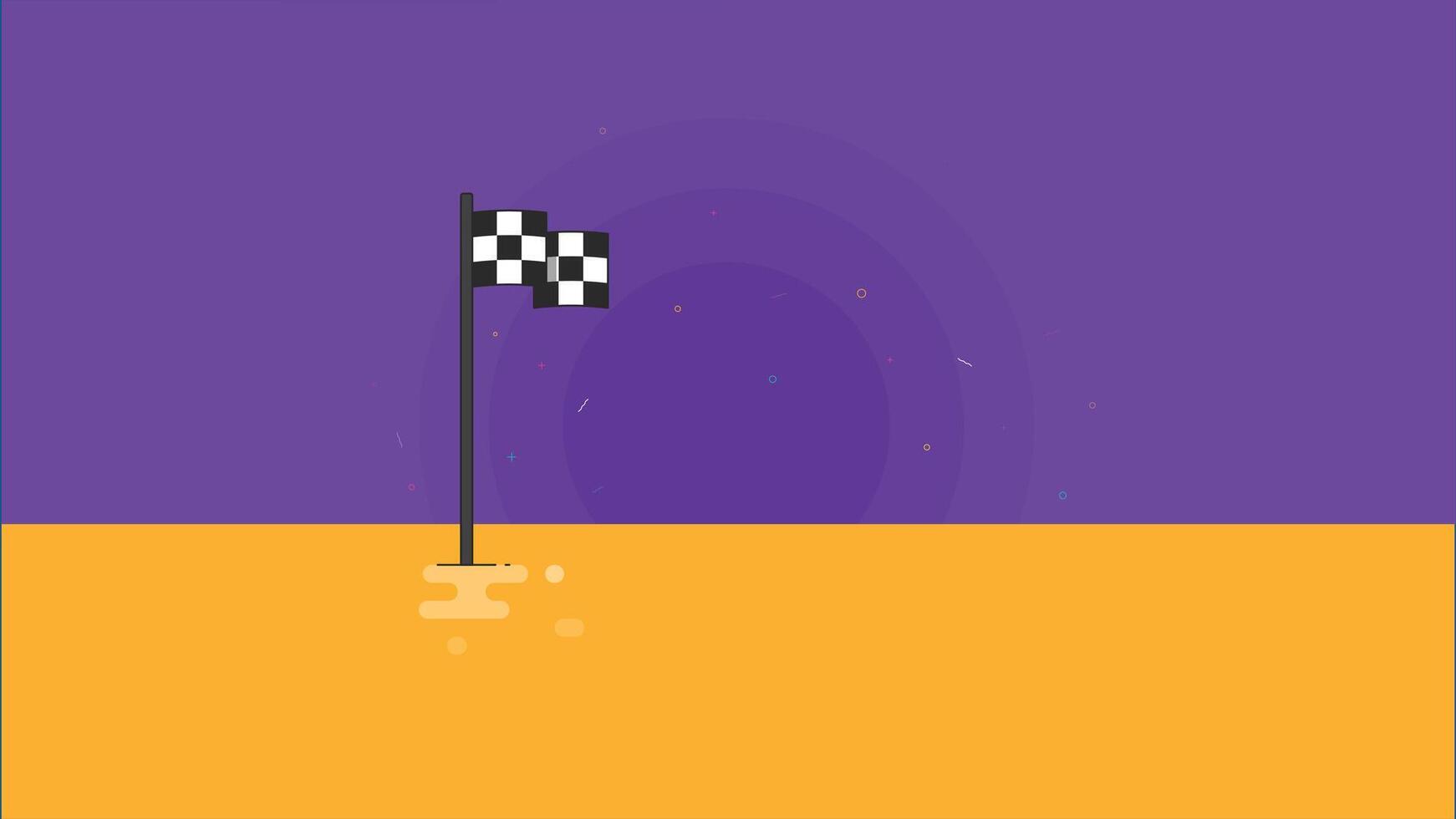 Illustration of a racing finish flag isolated on a vibrant color background, symbolizing the end of a race, victory, or competition vector