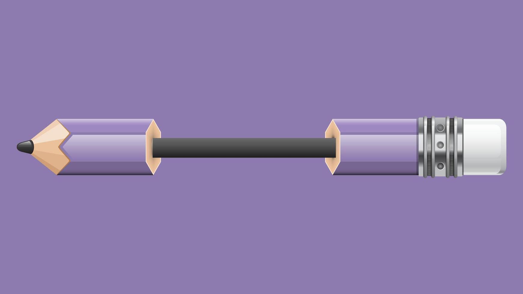 A close-up illustration of a pencil with visible graphite inside vector