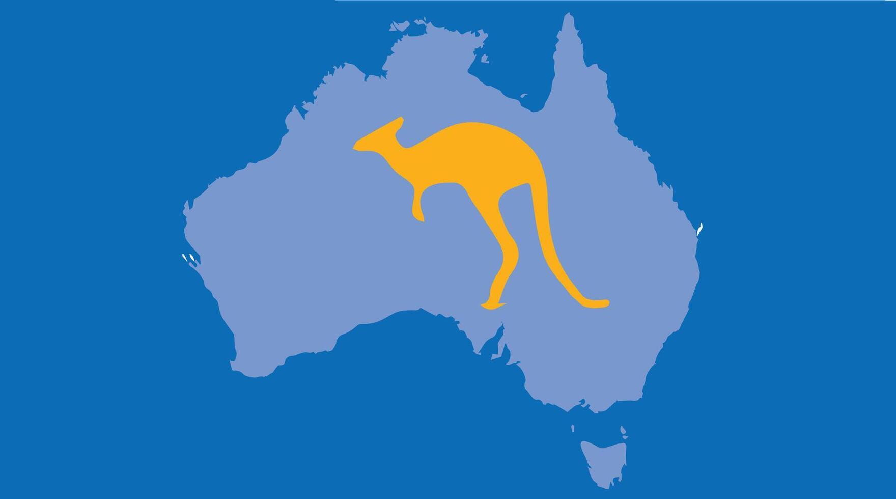 A detailed map of Australia with a kangaroo symbol placed over the country, highlighting its iconic wildlife and geographical location, reflecting national pride and natural heritage vector