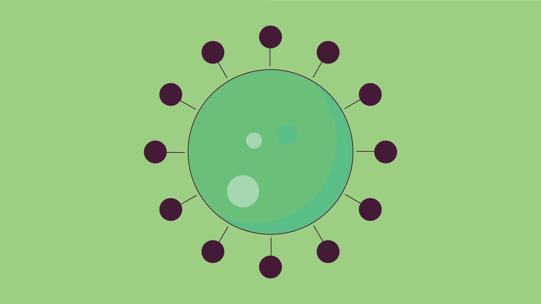 illustration of the structure of a human virus and bacteria. The virus is shown with its protein coat and genetic material vector