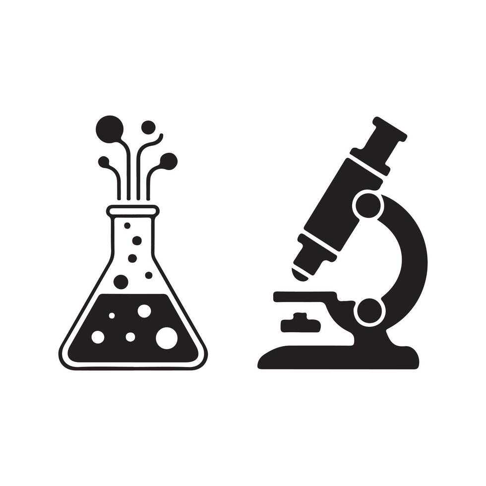 Microscope and Laboratory Equipment for Scientific Research Illustration vector