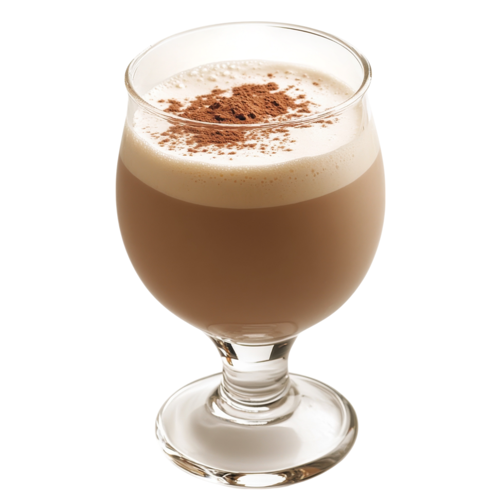 Glass of cocoa beverage on transparent background. png