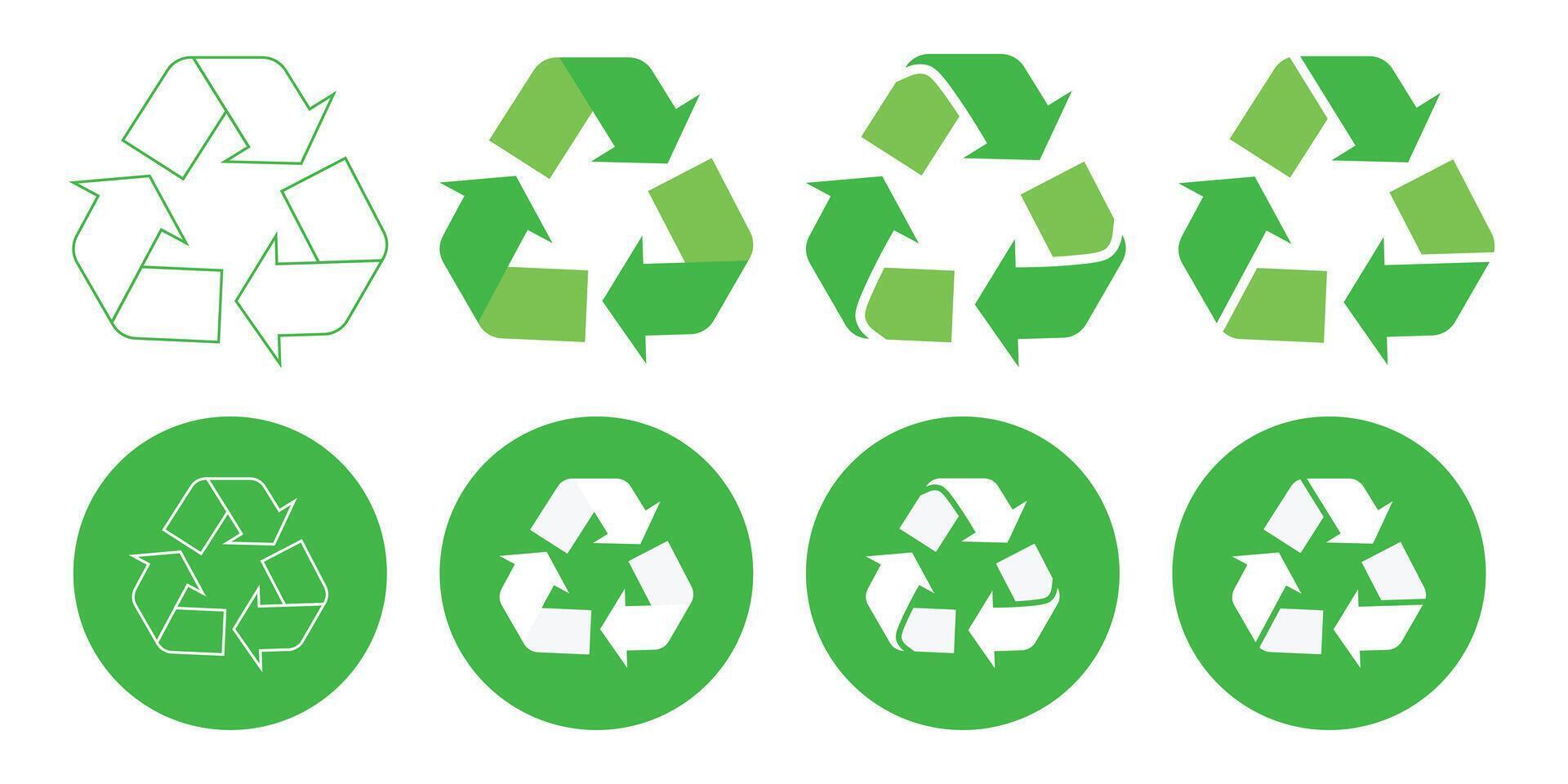 Green reuse recycle icon set vector
