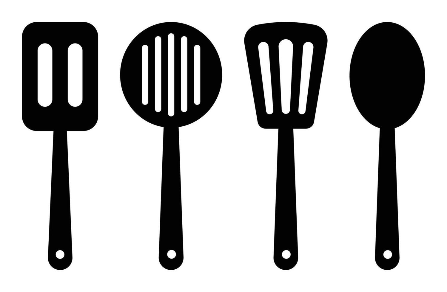 Kitchen Utensils Silhouette Set for Cooking and Serving Food vector