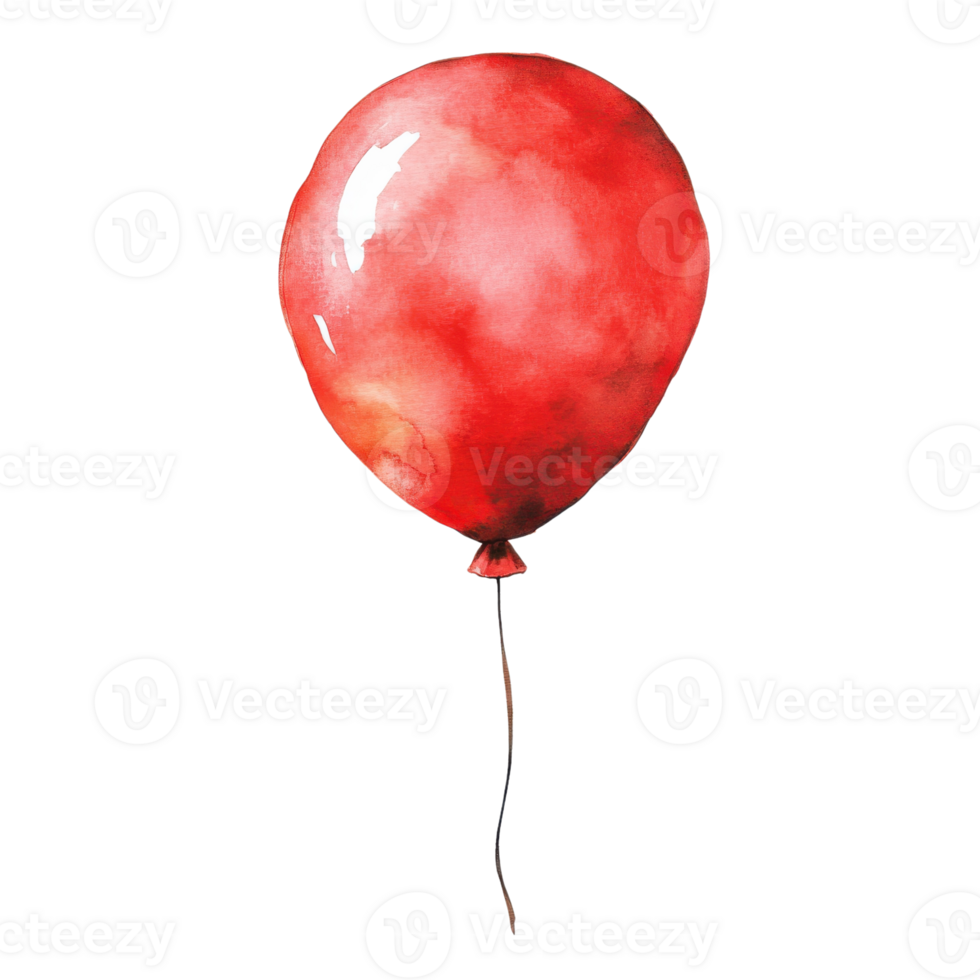 A red balloon floating up on transparent background. png