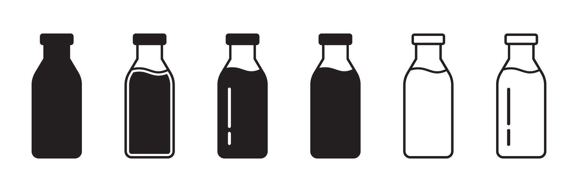 Bottle icon. Milk bottle icon. Milk jar icons set. vector