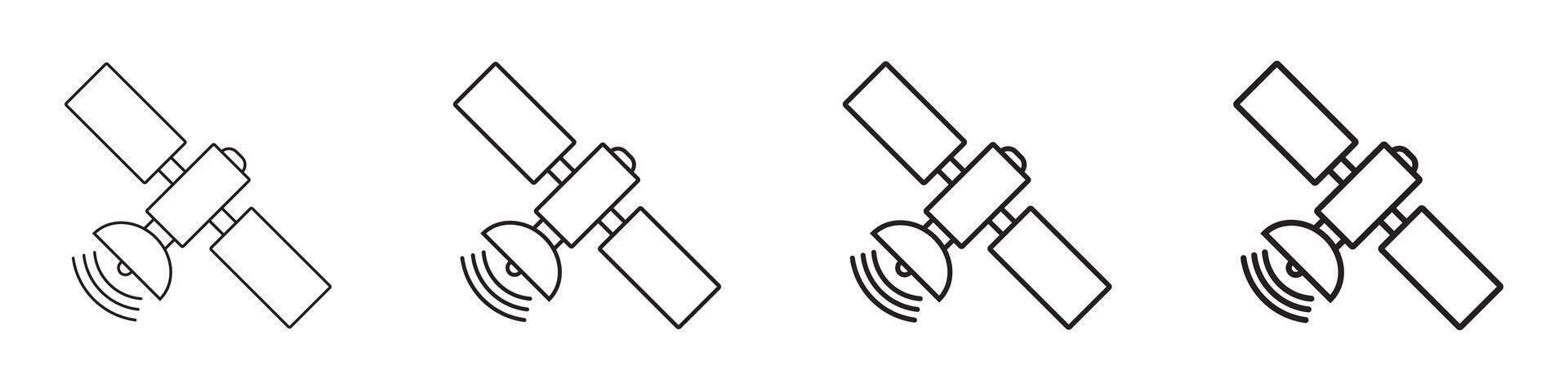 Satellite line icon, space satellite symbol. vector