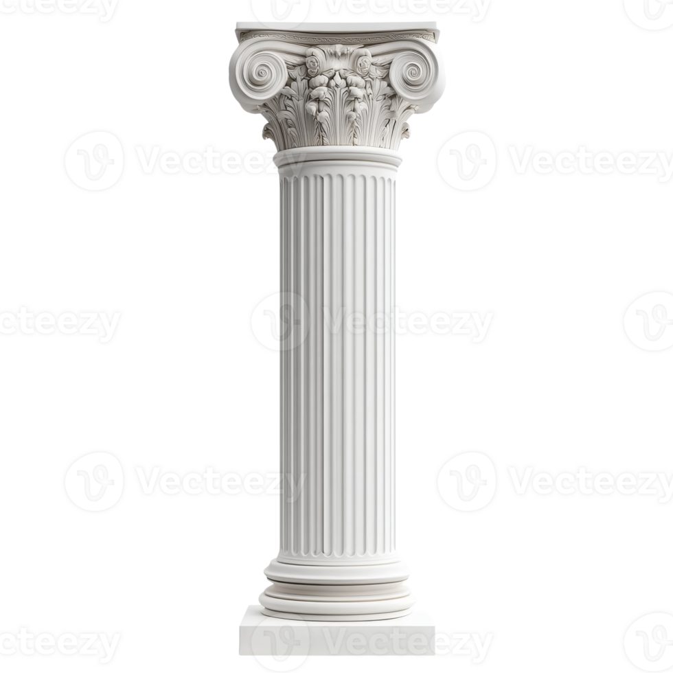 White ionic style column on transparent background png