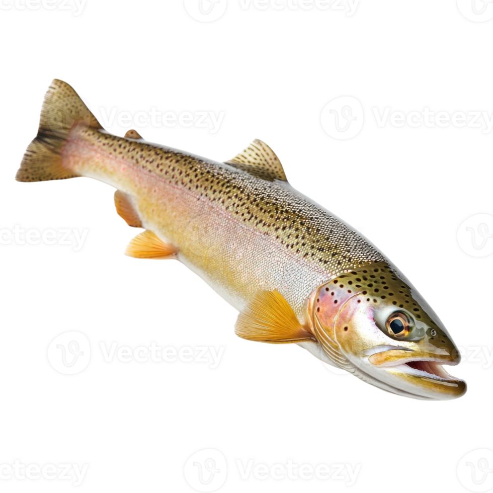 Isolated golden trout on transparent background. png