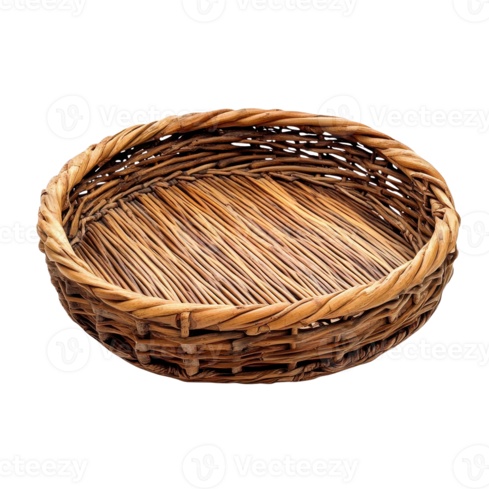 A wicker basket isolated on transparent background png