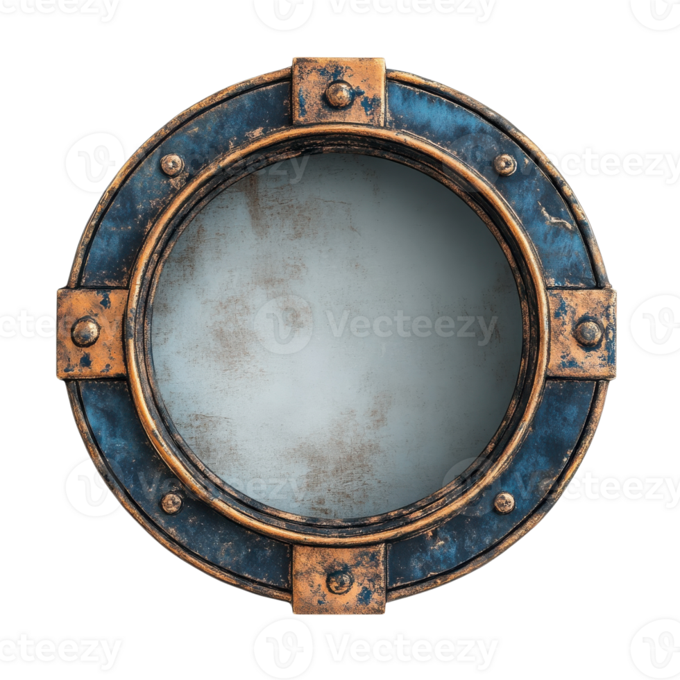 Old metallic porthole on transparent background png