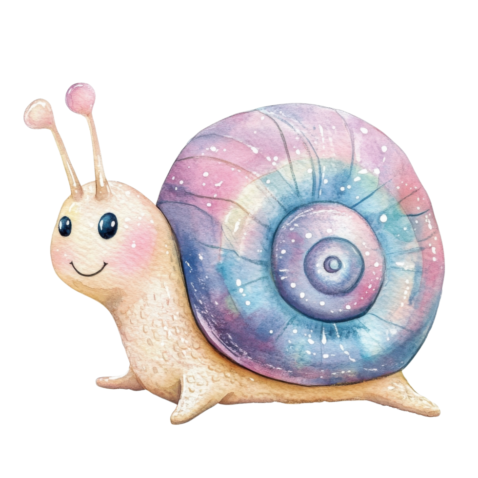 A watercolor snail art on transparent background. png