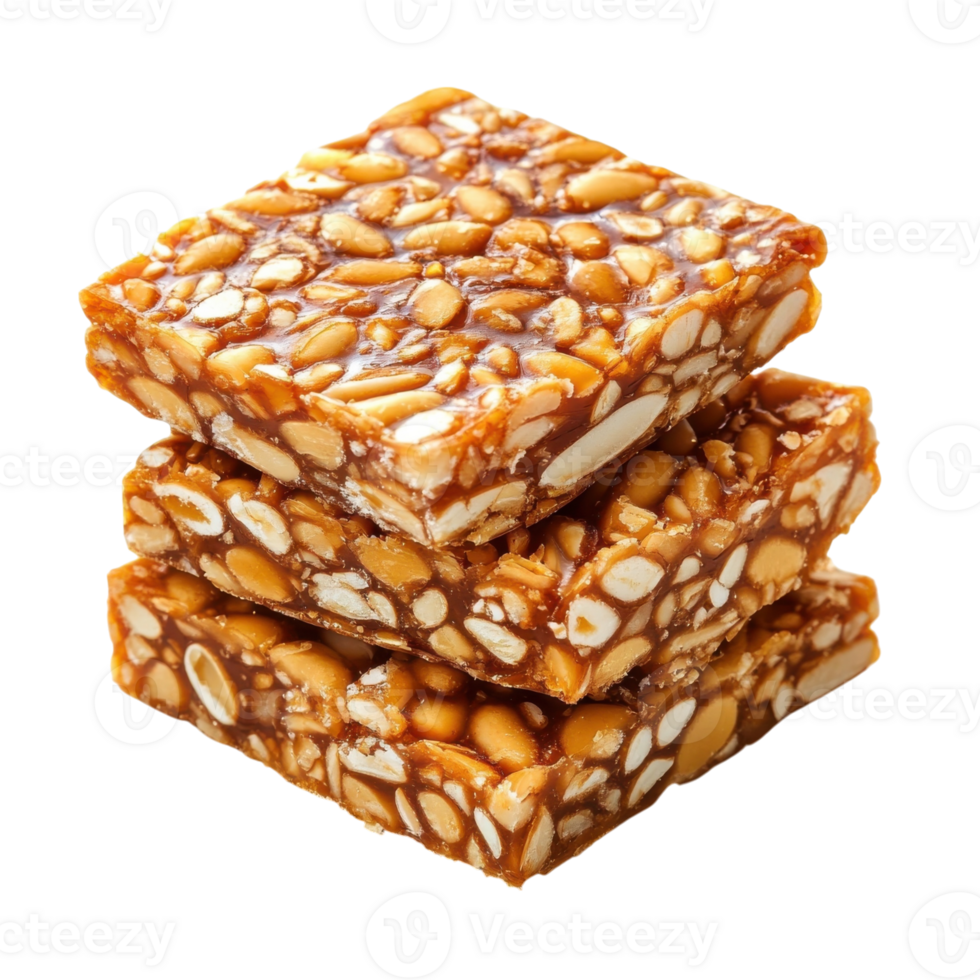 Stack of peanut brittle on transparent background. png