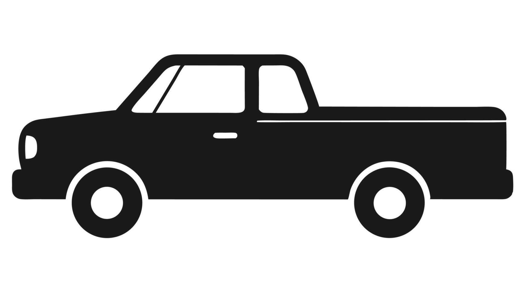 black pickup truck icon on white background vector