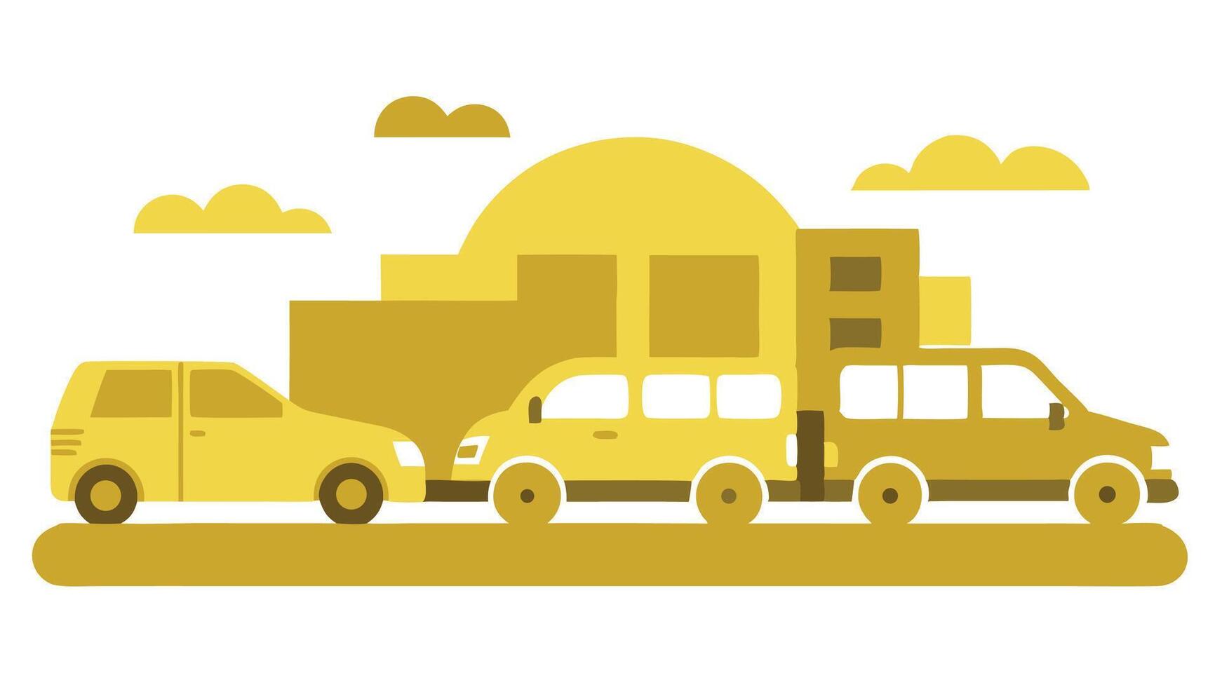 a yellow car is parked in front of a building Car icons, , flat cartoon vector