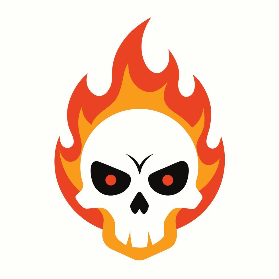 Skull with fire flames Fire a skull with flames on it's face vector