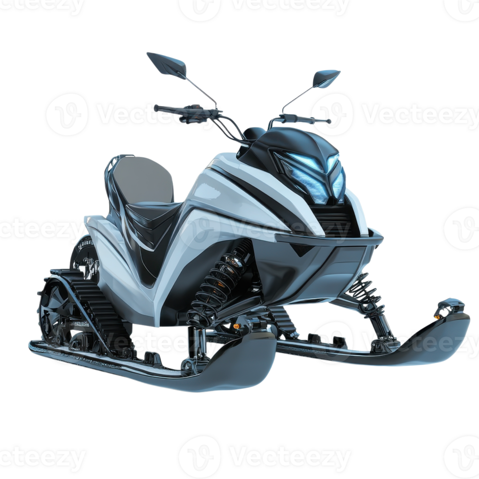 A modern snowmobile art on transparent background png