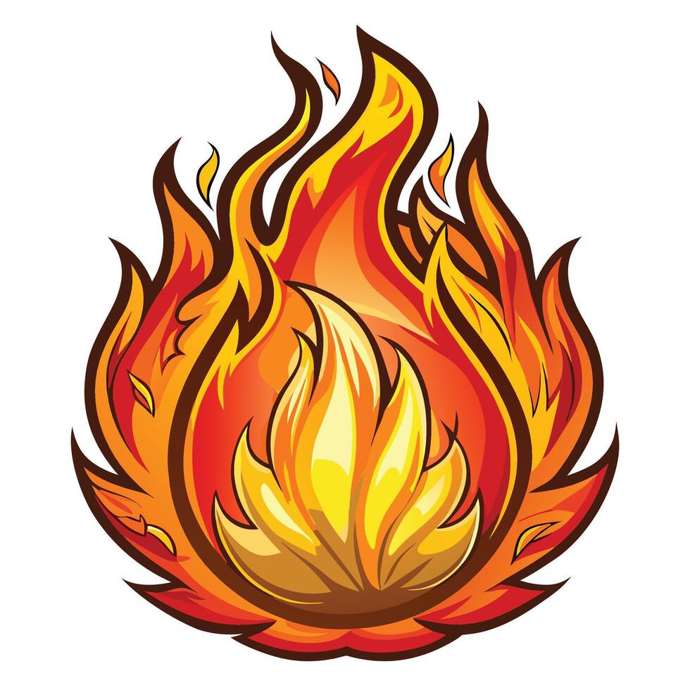 Fire Flame Burning Heat Red cartoon fire with flames and flames vector