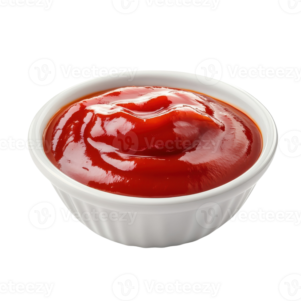 Ketchup in a small bowl on transparent background png