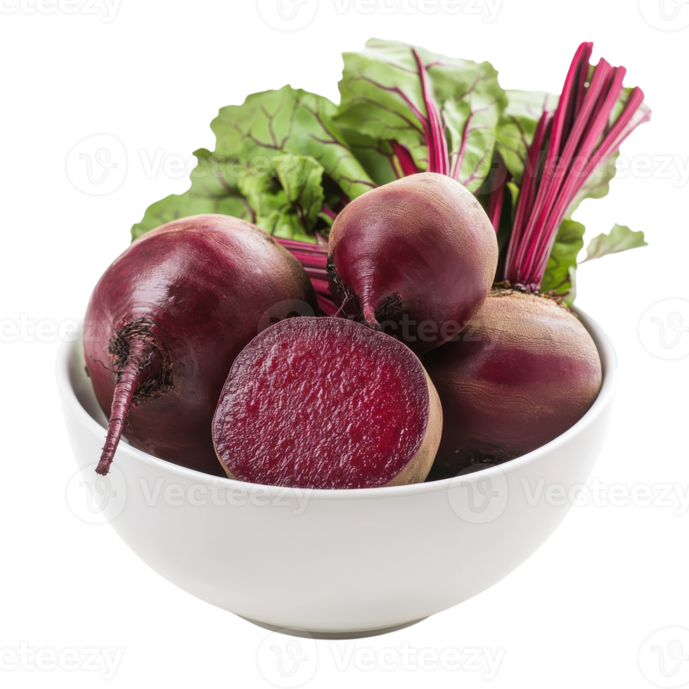 Beets in a white bowl on transparent background png