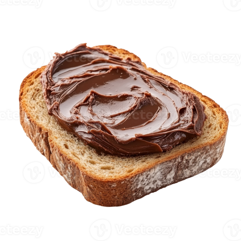 Bread with chocolate jam on transparent background png