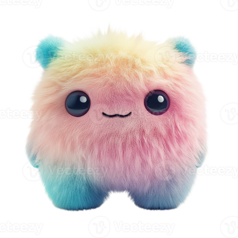 Fluffy pastel cute toy on transparent background png