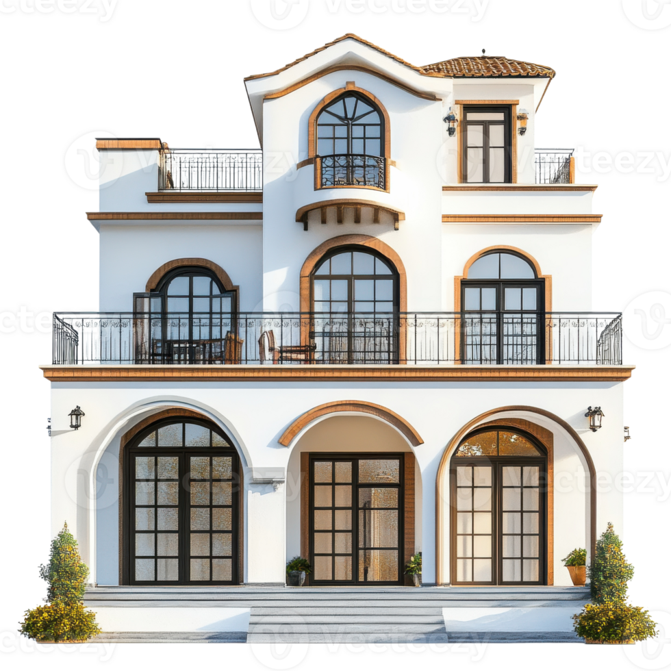 White house with arches on transparent background png