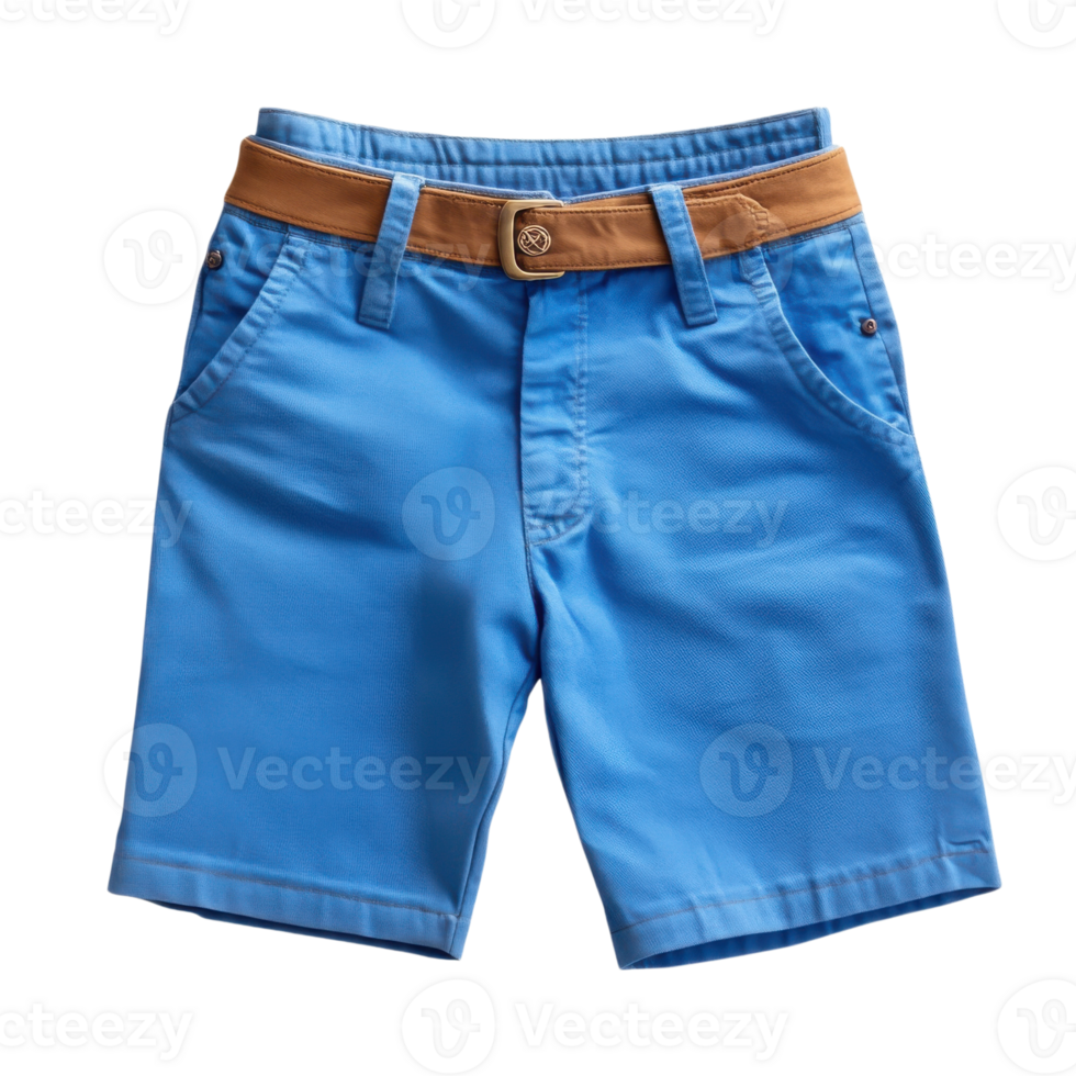 Blue shorts with a belt on transparent background png