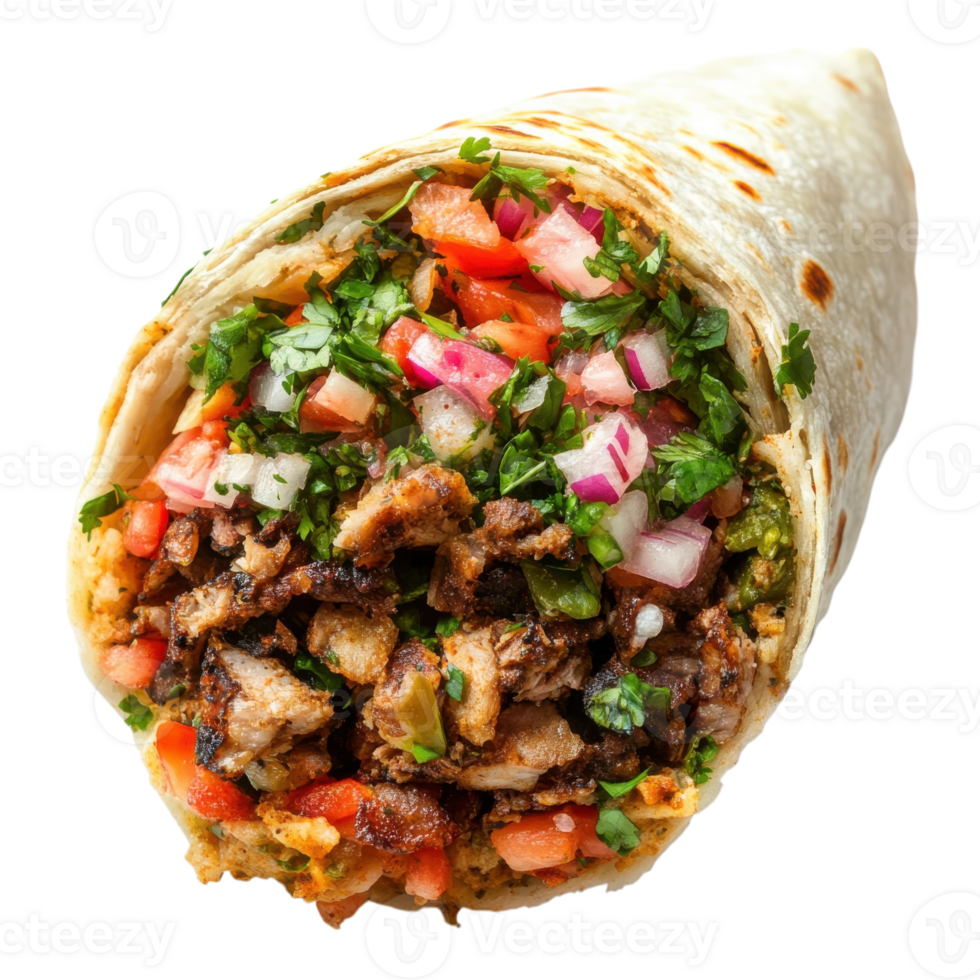 A delicious chicken wrap on transparent background png