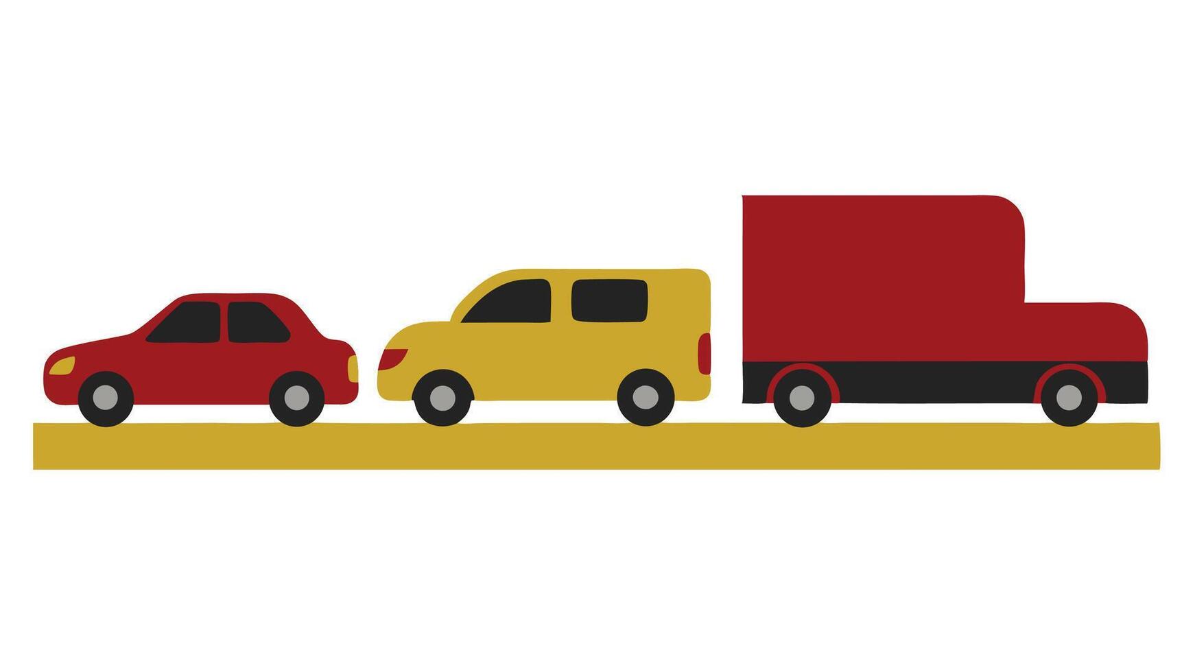 Car icons, , flat cartoon a flat illustration of a car and a truck vector