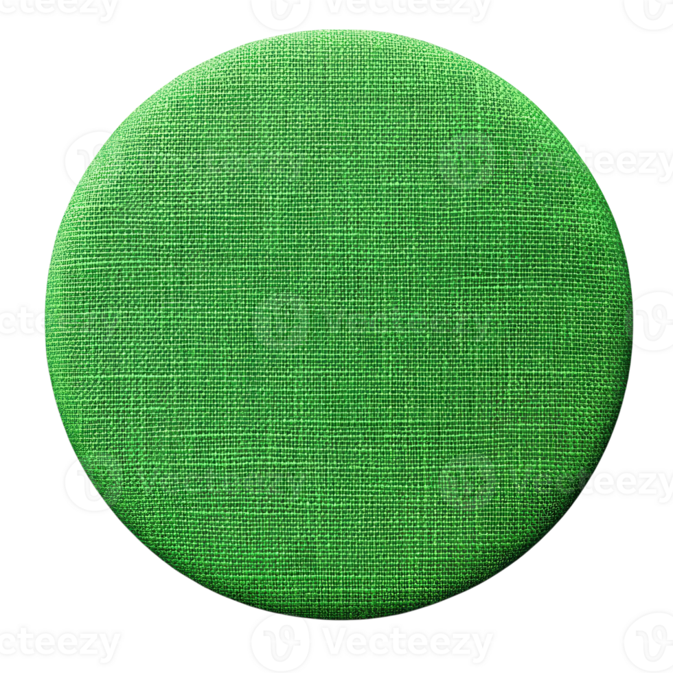 Green fabric circle item on transparent background png